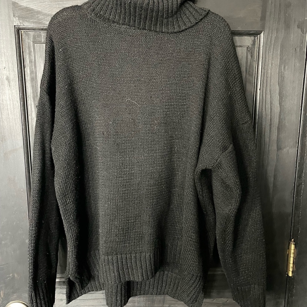Black Turtleneck Knit Sweater